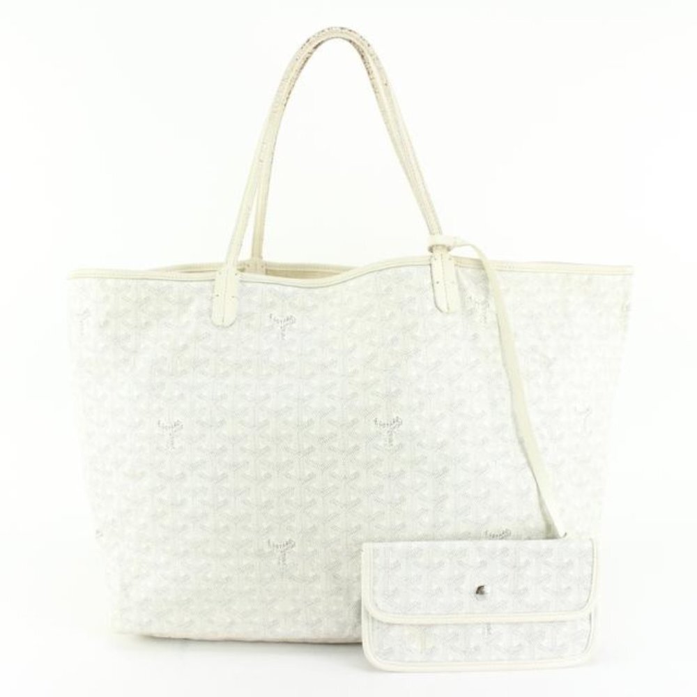 Goyard Large White Chevron St Louis GM Tote with Pouch 99gy516s